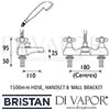 Bristan Regency Deck Mounted Bath Shower Mixer Dimensions